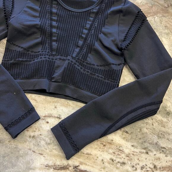 Nova Sport Black Fitted Leggings Long Sleeve Top Athletic Workout Set S/M - Picture 3 of 7